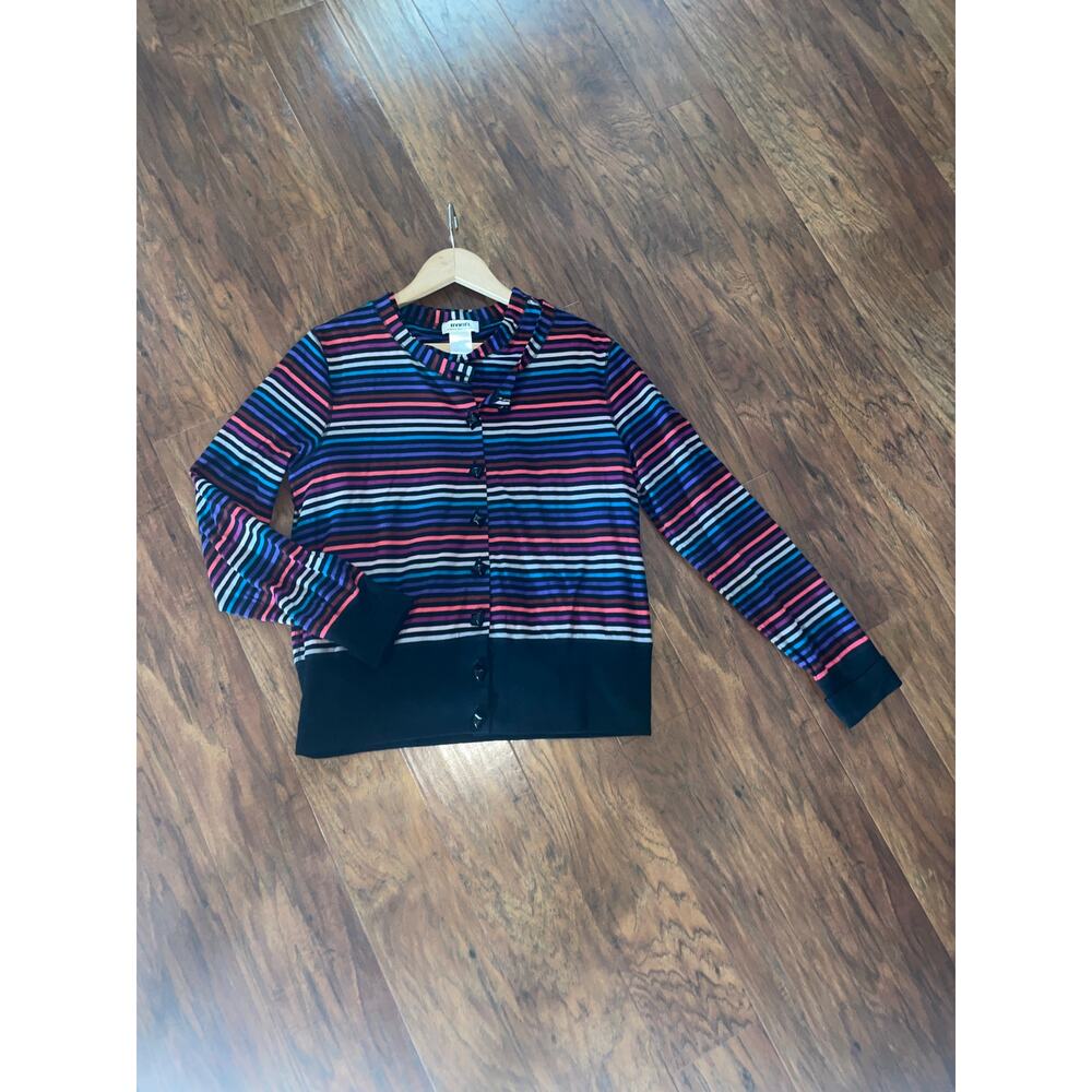 Vintage Y2K SONIA RYKIEL Stripe 2 Pc Twinset Cardigan & Top Black  Size Large L - Picture 9 of 11